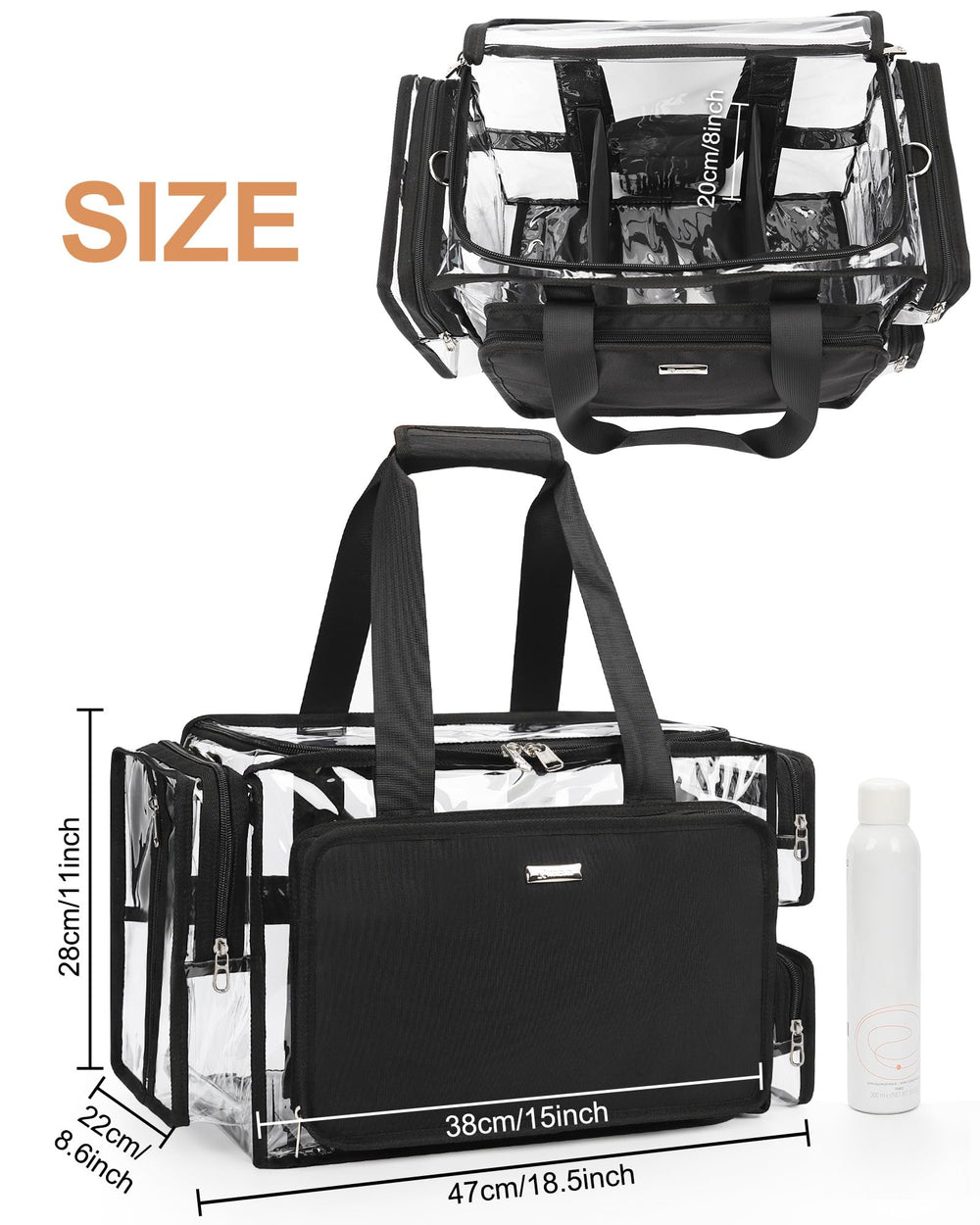 Relavel PVC clear material enables quick contents visibility and easy cleaning.