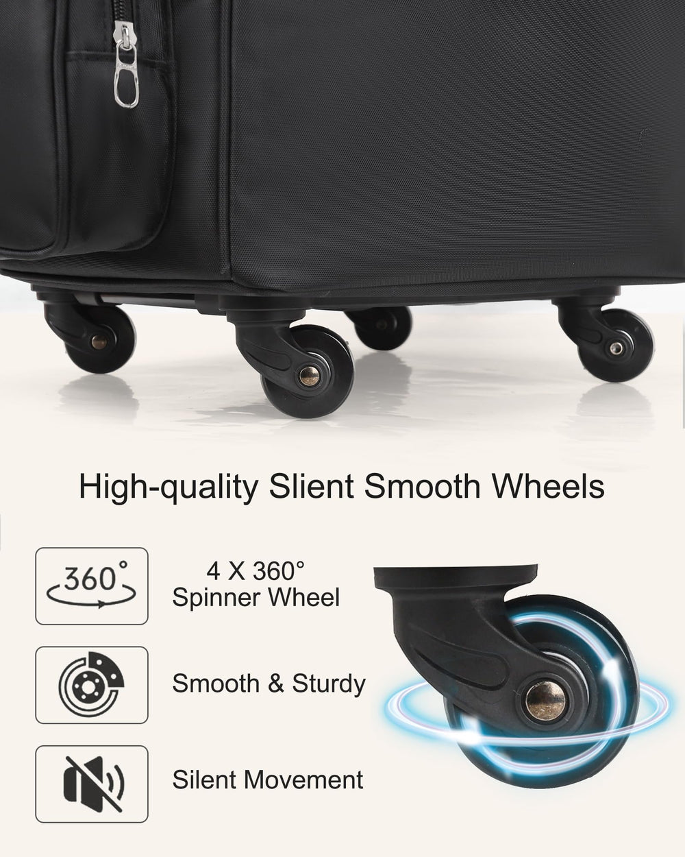 Relavel four wheel design enables smooth multidirectional movement for on site gigs