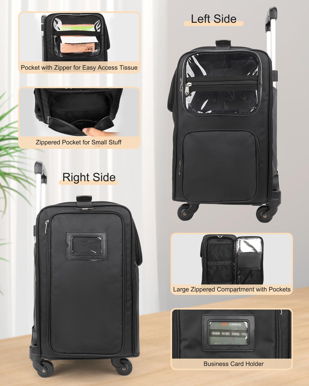 Relavel clear bags provide quick access to tools and makeup