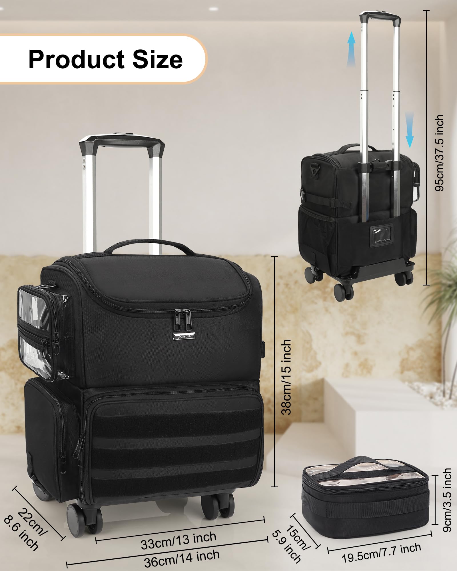 Relavel rolling makeup train case interior dividers create customizable sections.