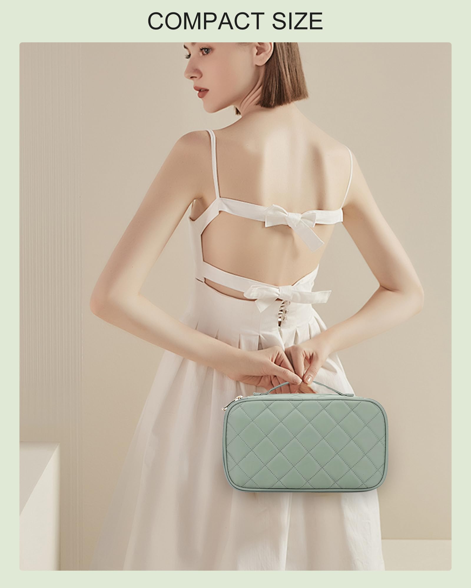 Relavel small makeup bag gift idea-green suits gifting for holidays or birthdays.