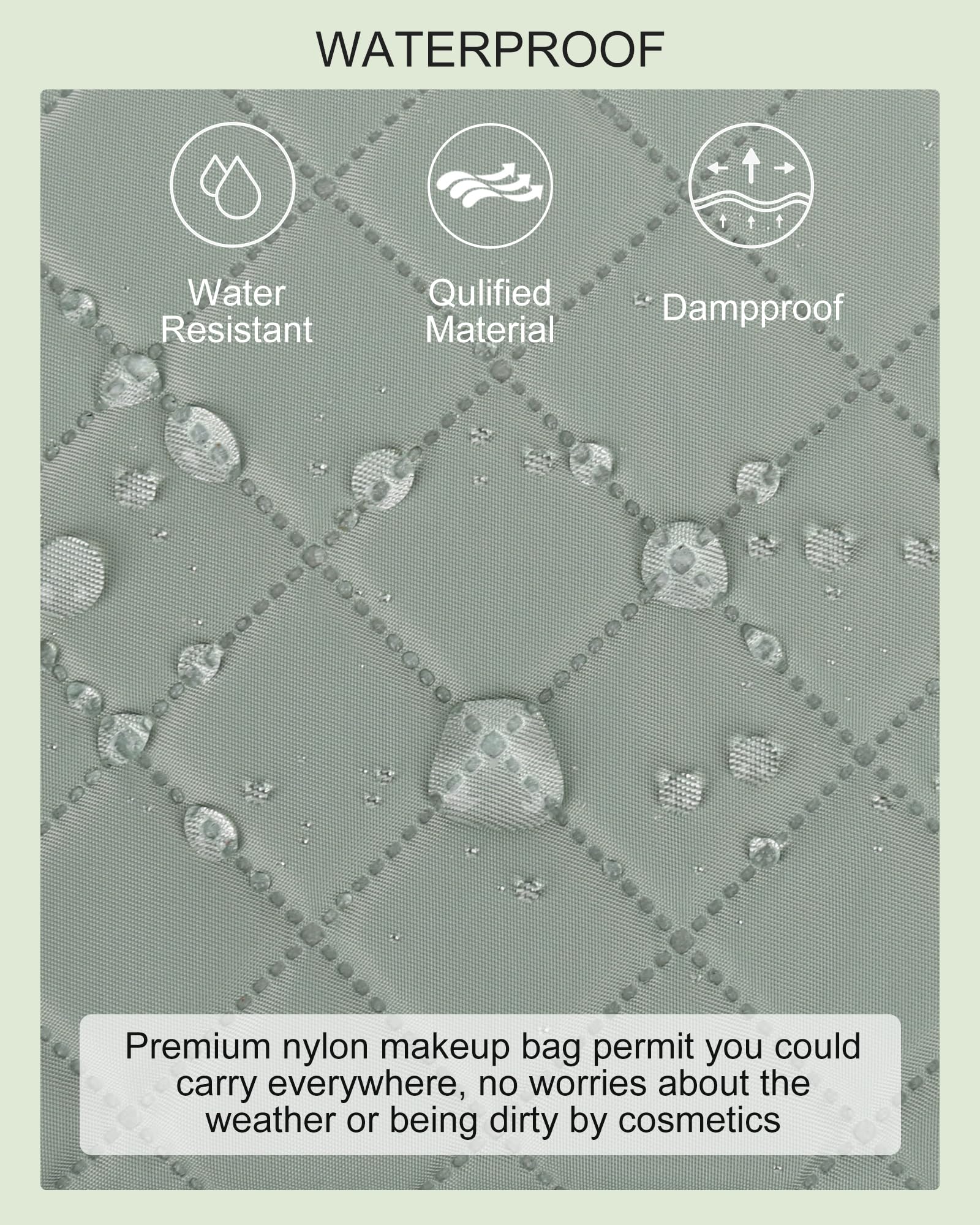 Relavel small makeup bag sturdy zipper promises smooth opening for quick access.