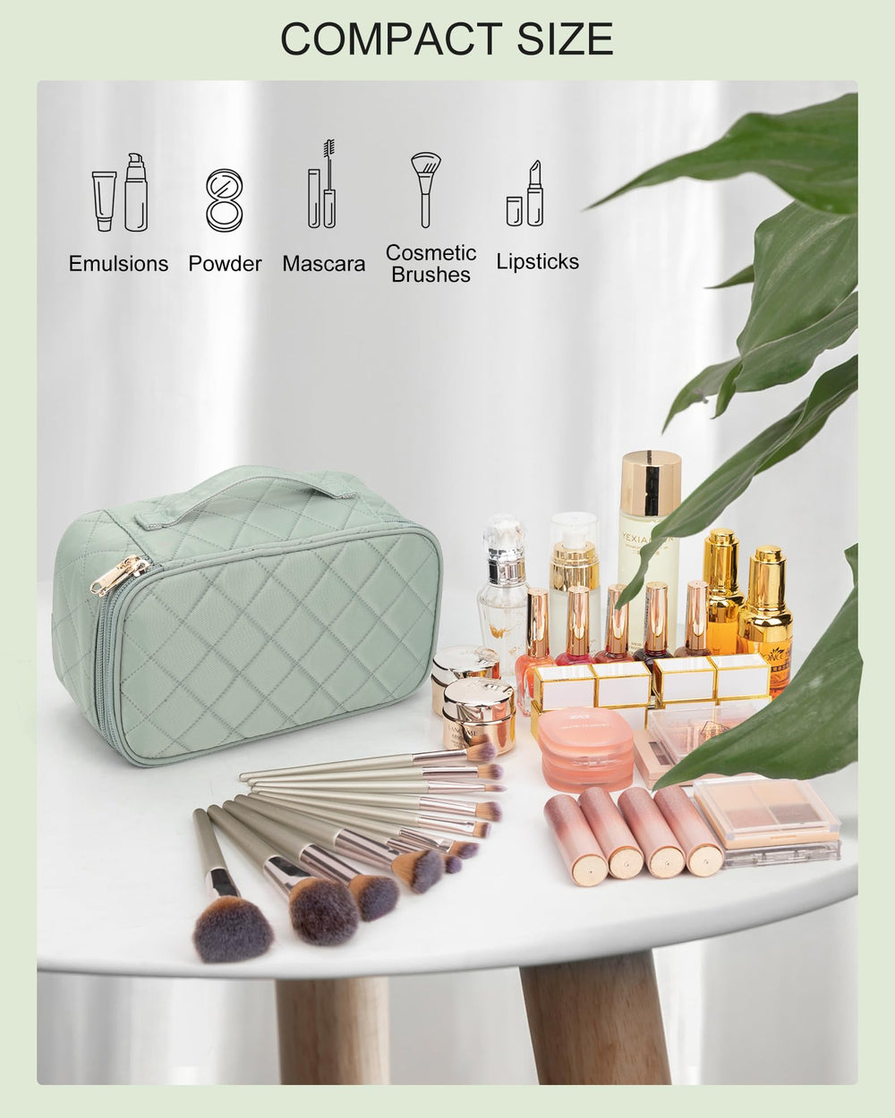 Relavel small makeup bag travel-use friendly design fits in purses and carry-ons.