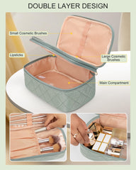 Relavel small makeup bag waterproof interior resists spills during travel and daily commutes.