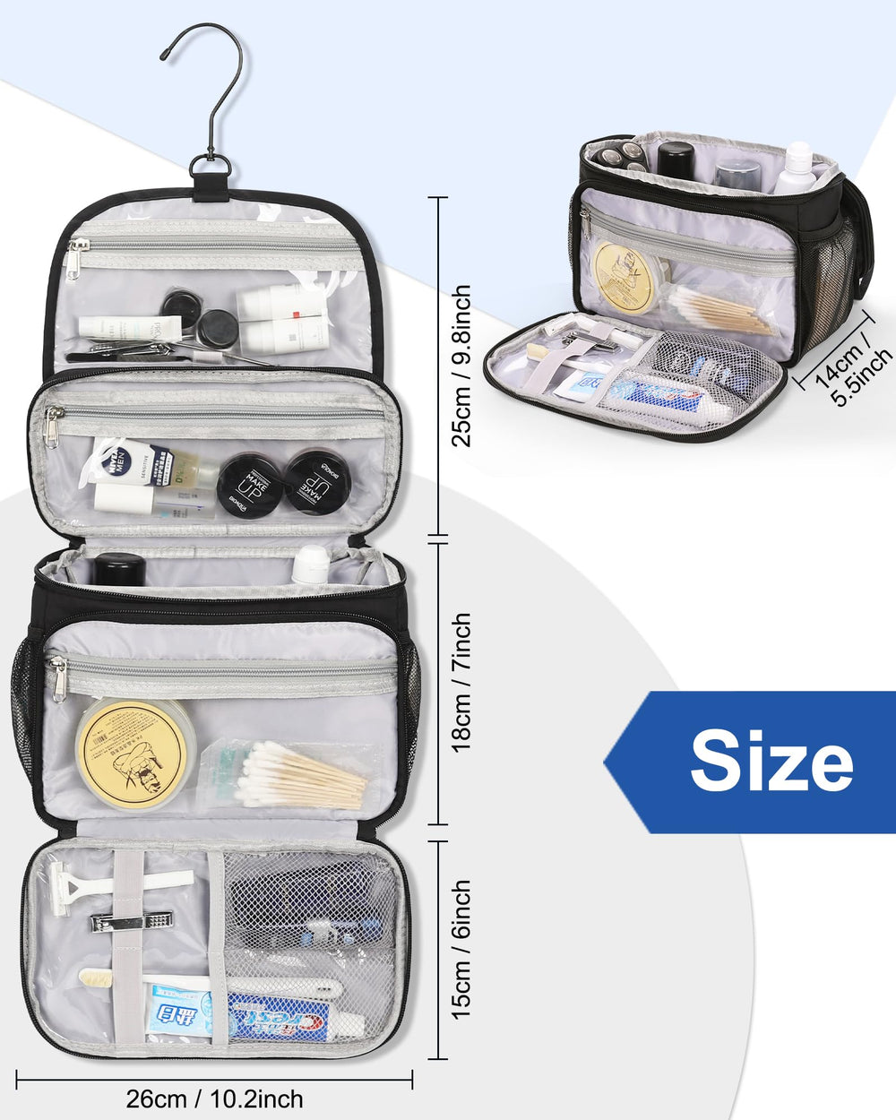 Relavel Toiletry Bag clear pockets for quick visibility of toiletries