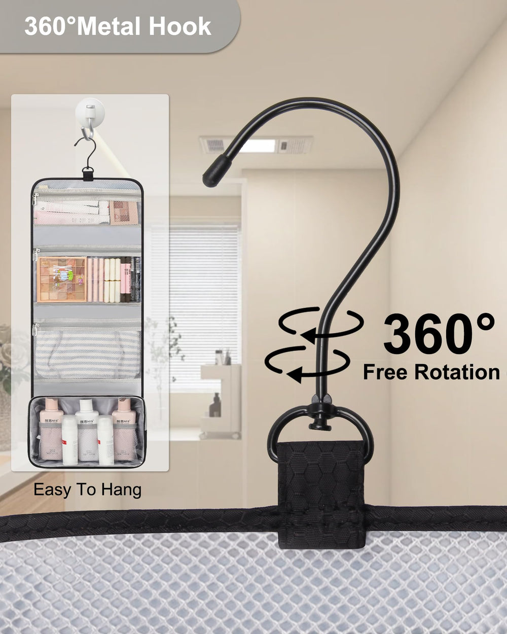 Relavel travel hanging toiletry bag hook for versatile bathroom hanging.