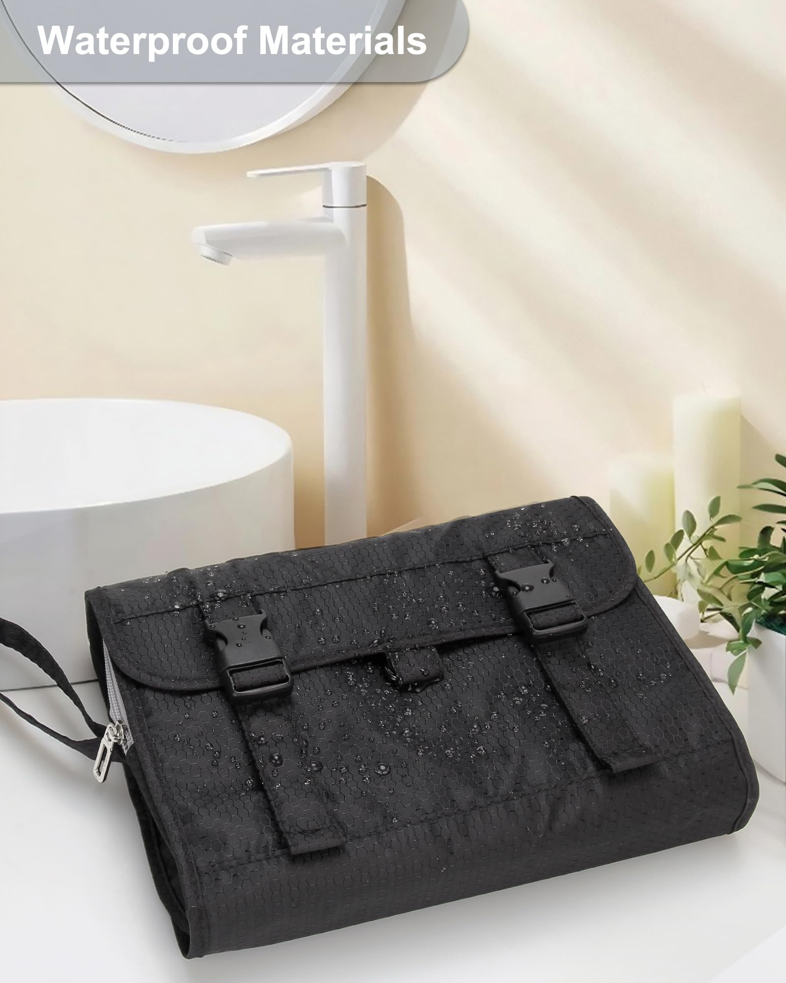 Relavel travel hanging toiletry bag sturdy stitching ensures durability.