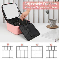 Relavel travel makeup bag detachable dividers six parts keep cosmetics organized