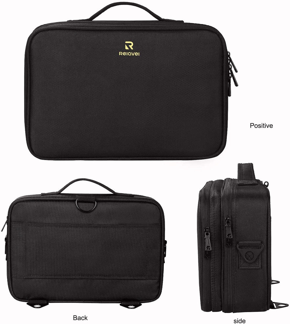 Relavel travel-friendly case fits in luggage with structured interior