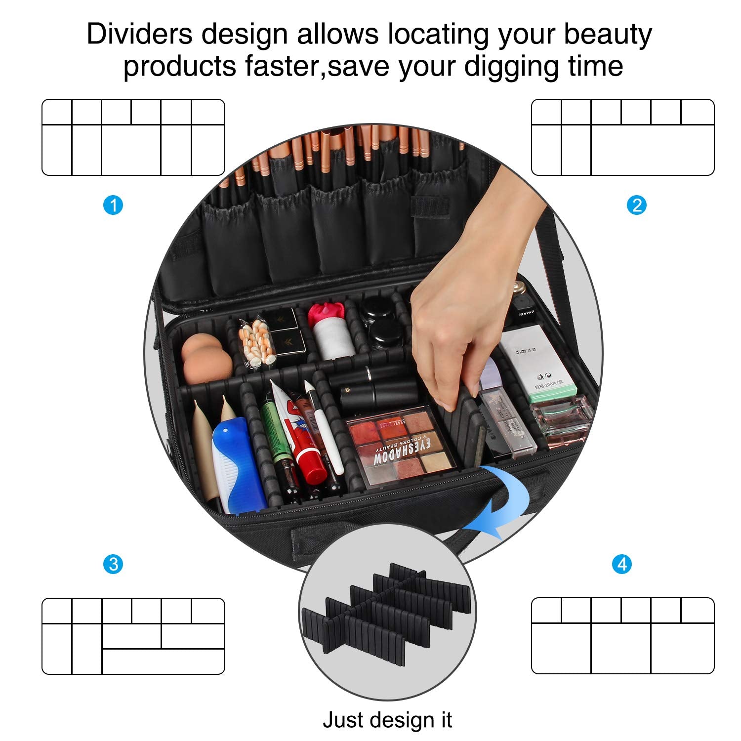 Relavel dividers and pockets organize gear for quick packing and access
