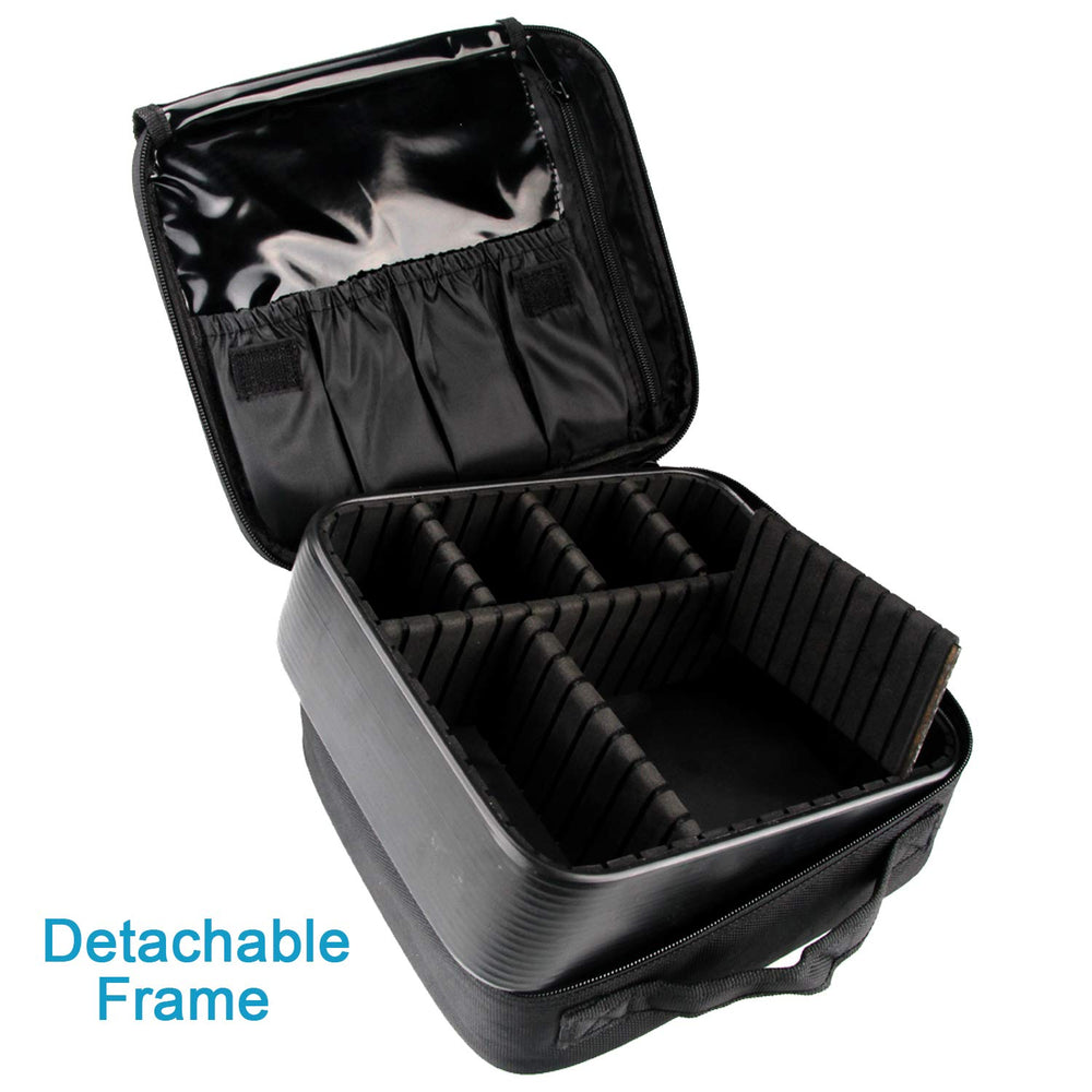 Relavel travel makeup train case durable Oxford fabric resists wear during trips.