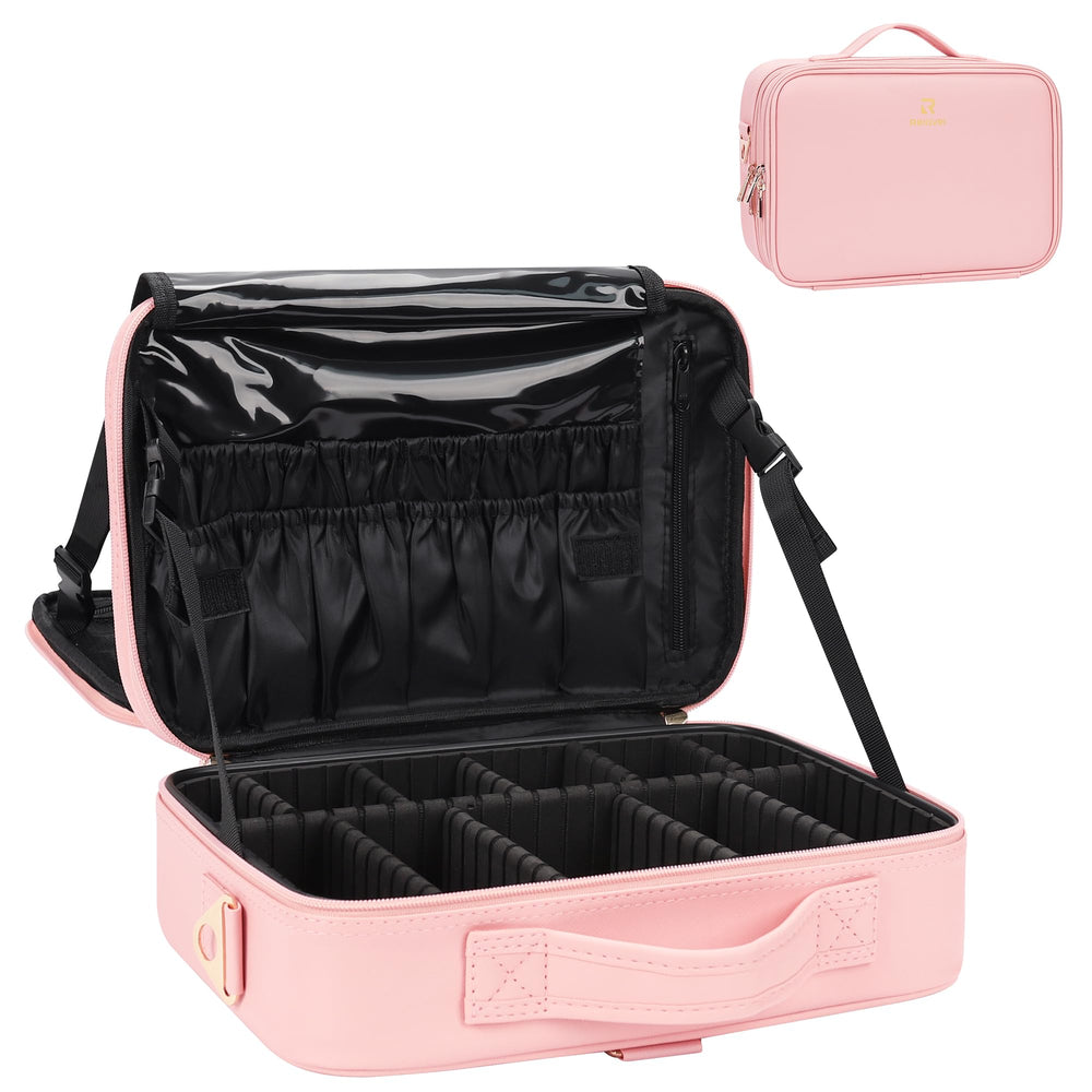 Relavel travel makeup train case exterior view shows a durable, travel-ready design.