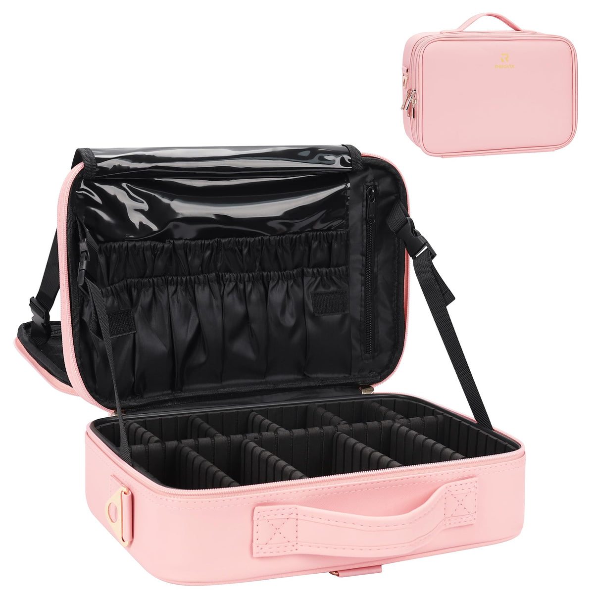Relavel travel makeup train case exterior view shows a durable, travel-ready design.
