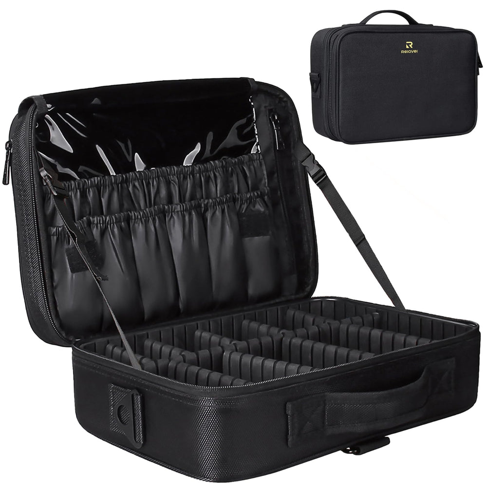 Relavel travel makeup train case exterior shows sturdy build for on-the-go cosmetics