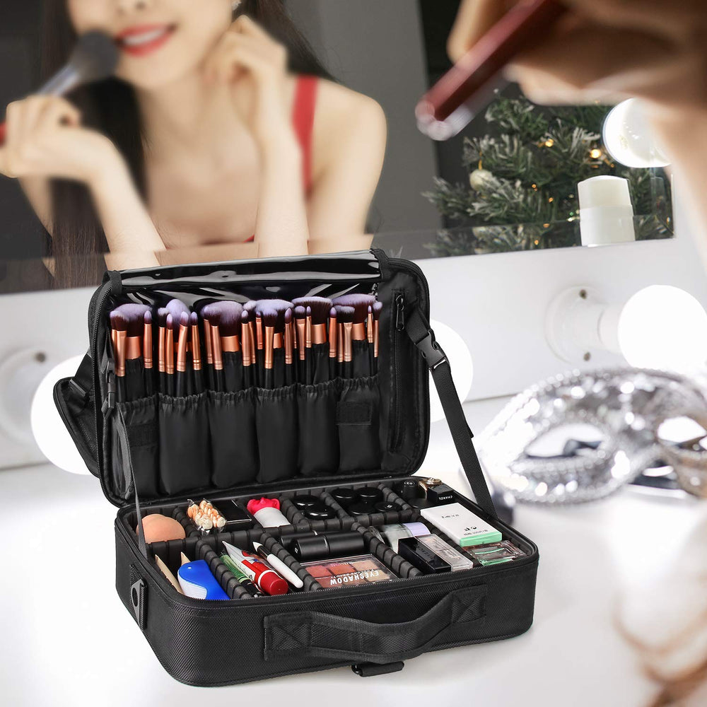 Relavel interior layout reveals multi-layer storage for cosmetics and brushes