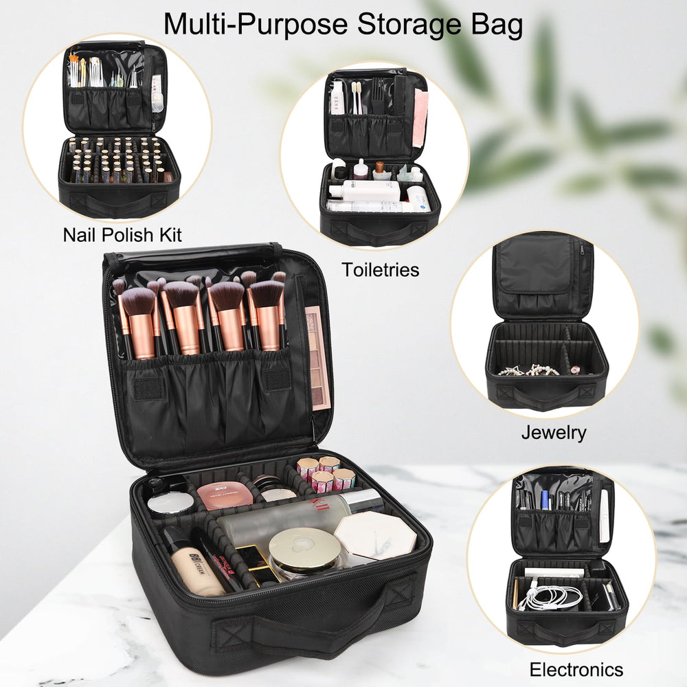 Relavel travel makeup train case doubles as jewelry and small electronics organizer.