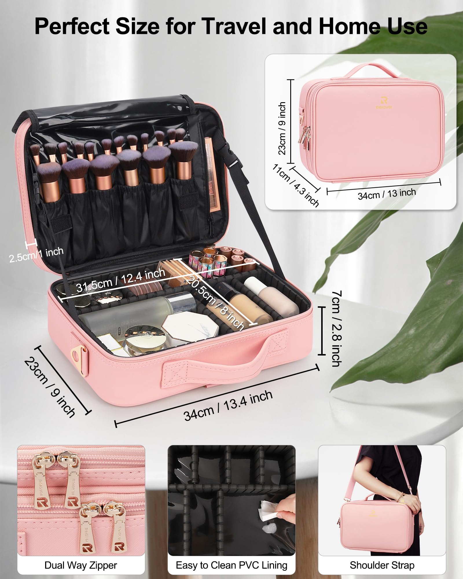 Relavel travel makeup train case toiletries and small items kept organized and spill-safe.