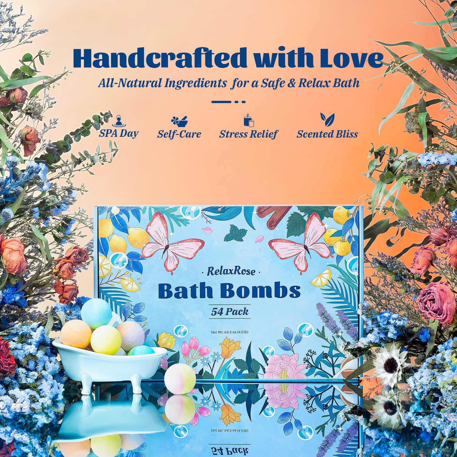 RelaxRose bath bombs provide mess-free cleanup after a spa-like soak