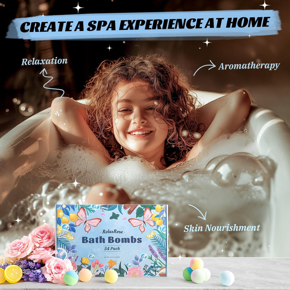 RelaxRose bath bombs use natural ingredients like Epsom salt and essential oils