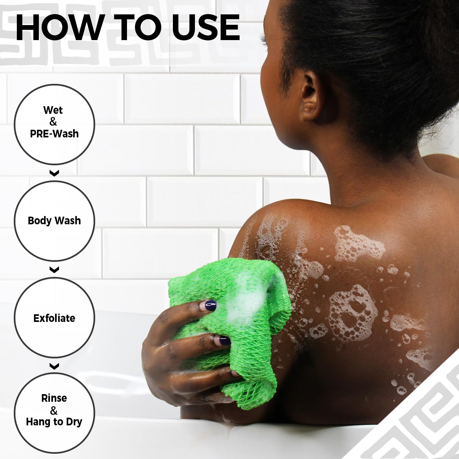 RelaxScene African Net Sponge 40-inch reach rope for back scrubbing