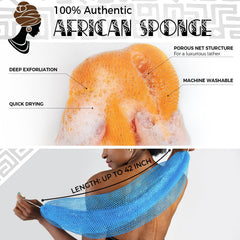 RelaxScene African Net Sponge closeup, fine net texture delivers smooth exfoliation.