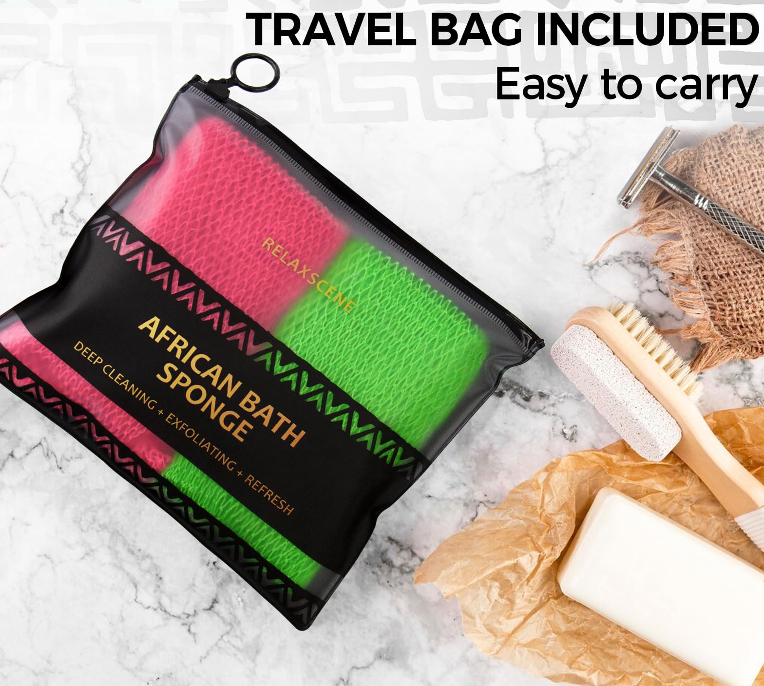 RelaxScene African Net Sponge stylish storage bag for travel care