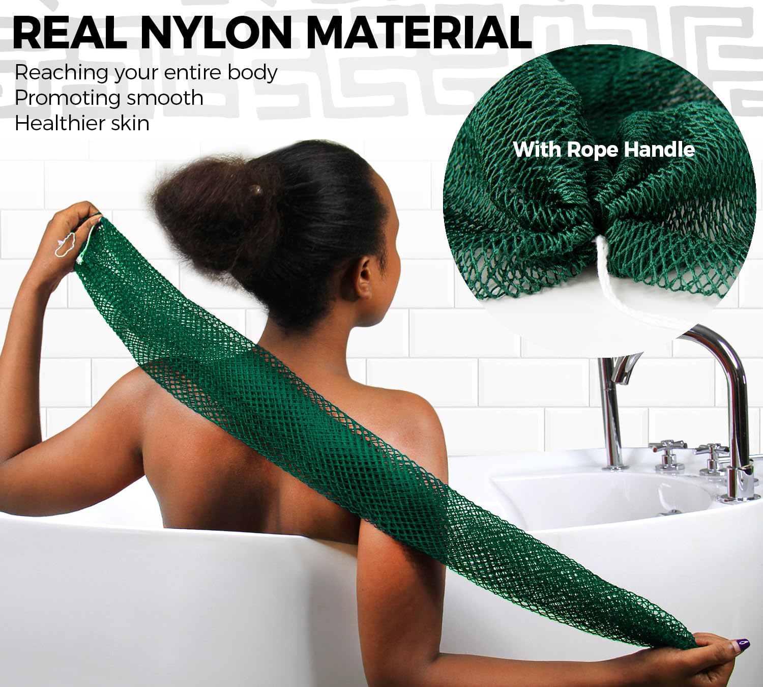 RelaxScene Afro Scrubber back-scrub rope helps reach hard-to-clean areas during showers