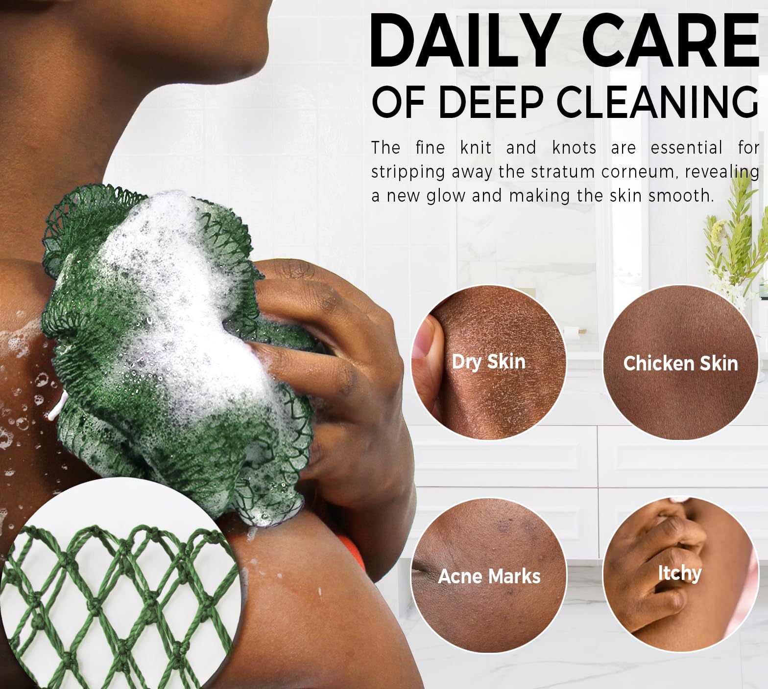 RelaxScene Afro Scrubber vibrant colors add spa-like ambiance to daily bathing