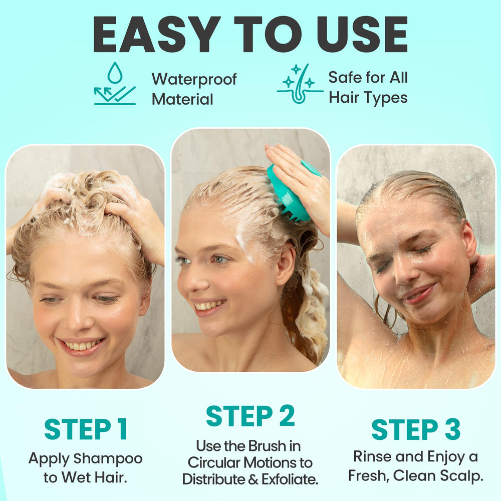 RELAXXO scalp massager wet-use with shampoo demonstrates integrated cleansing