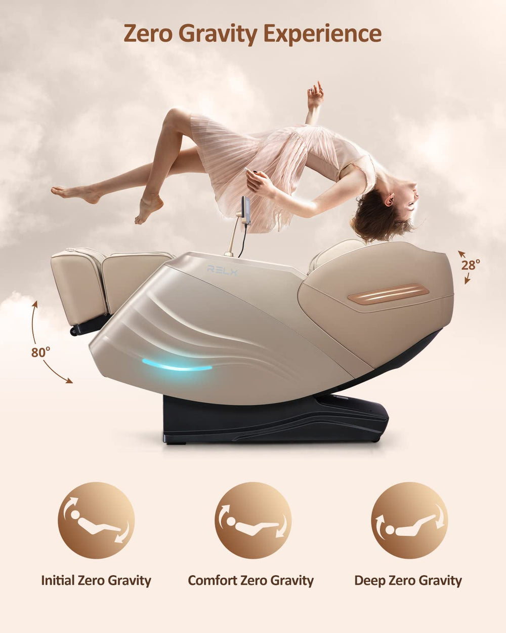 RELX 2025 infrared heating of lower back illustrates soothing warmth during sessions