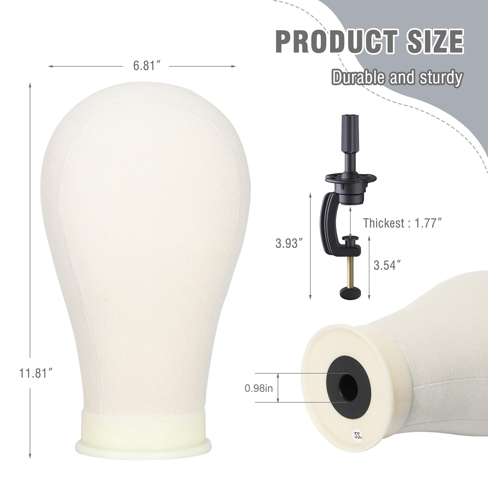 Relx adjustable wig stand height showing versatile setup for various styling tasks.