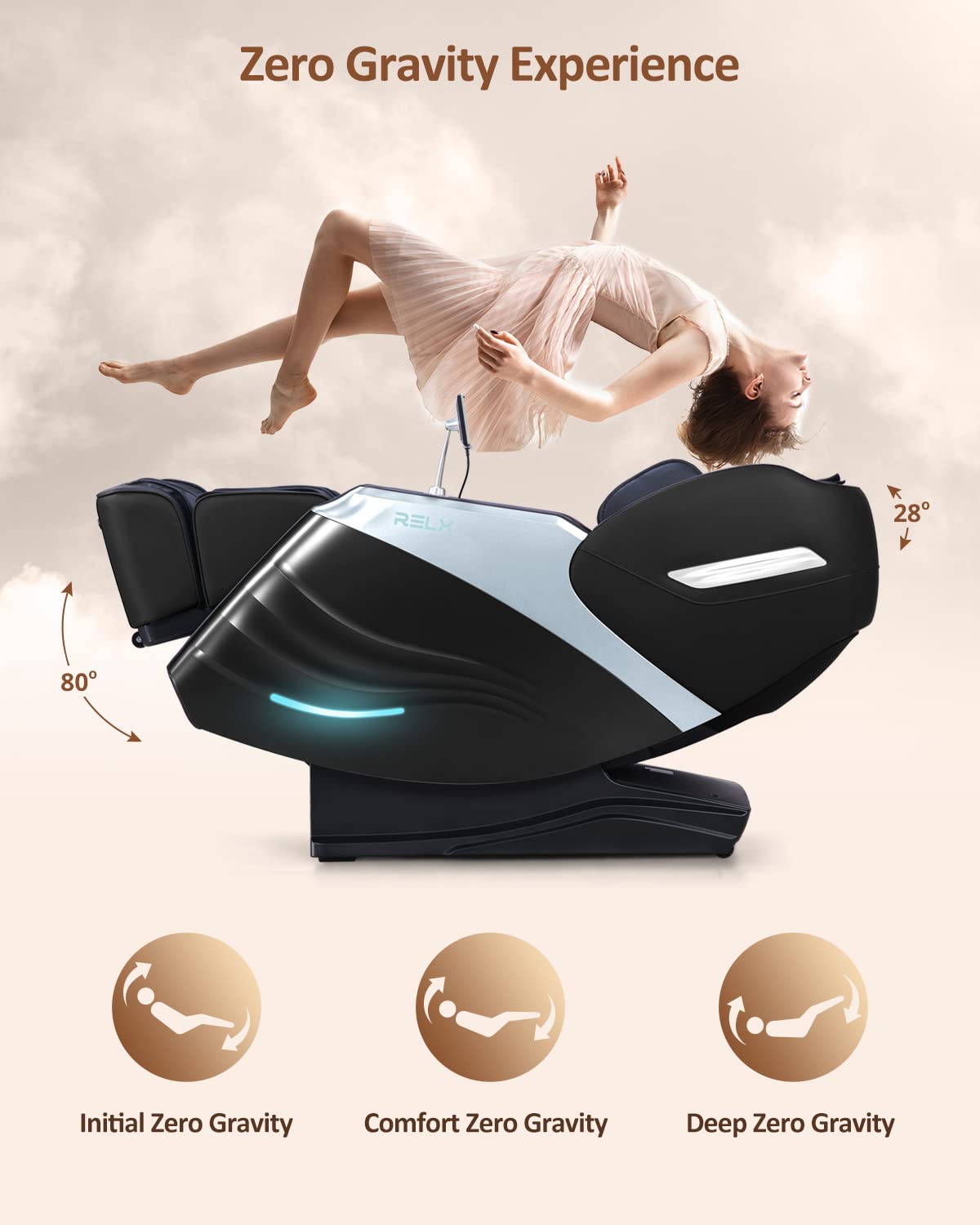 RELX massage chair calfrest-extension provides customizable lower-leg support.