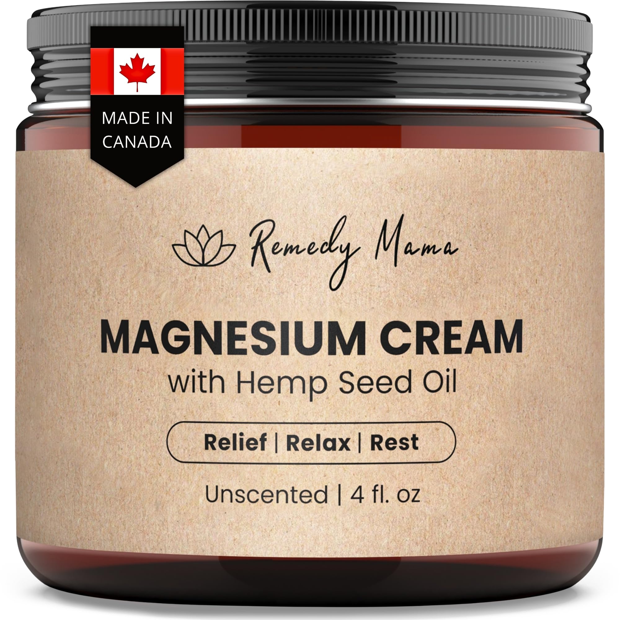 Remedy Mama Crema Magnesio en frasco de vidrio para uso diario y relajación nocturna