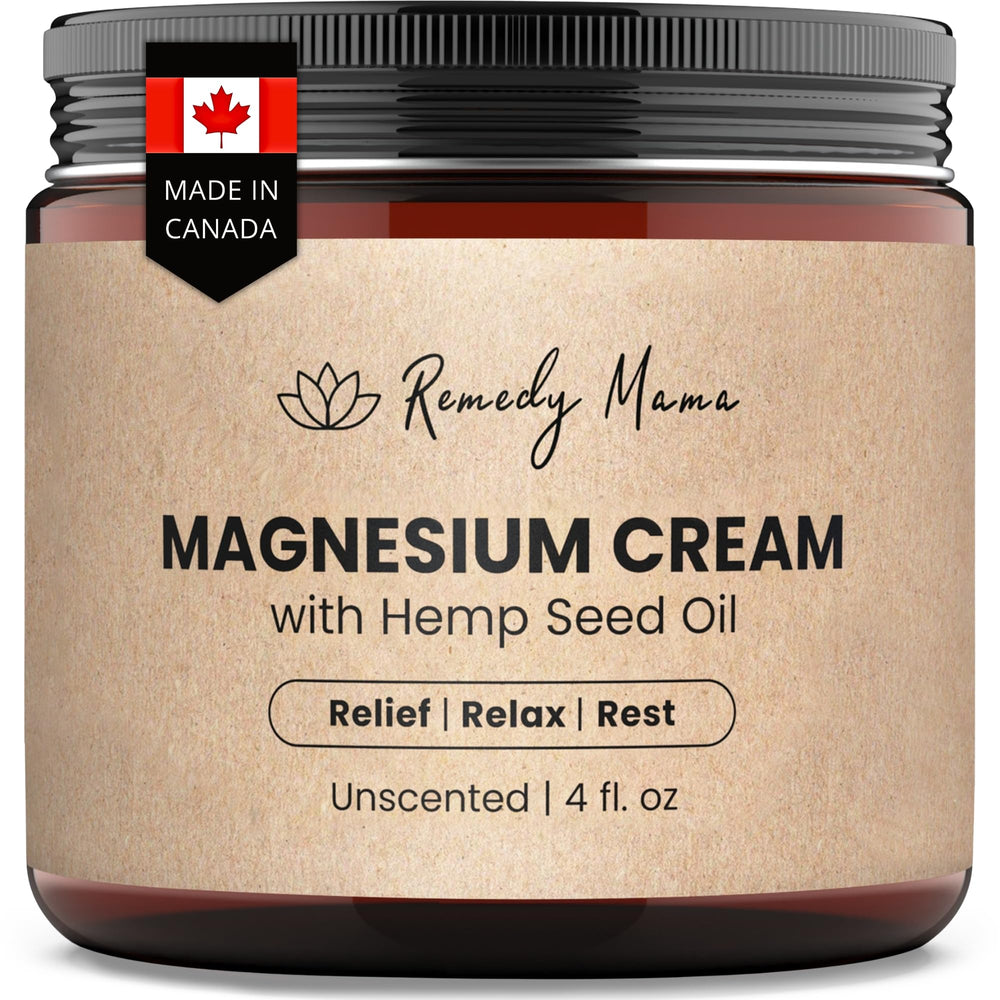 Remedy Mama Crema Magnesio en frasco de vidrio para uso diario y relajación nocturna
