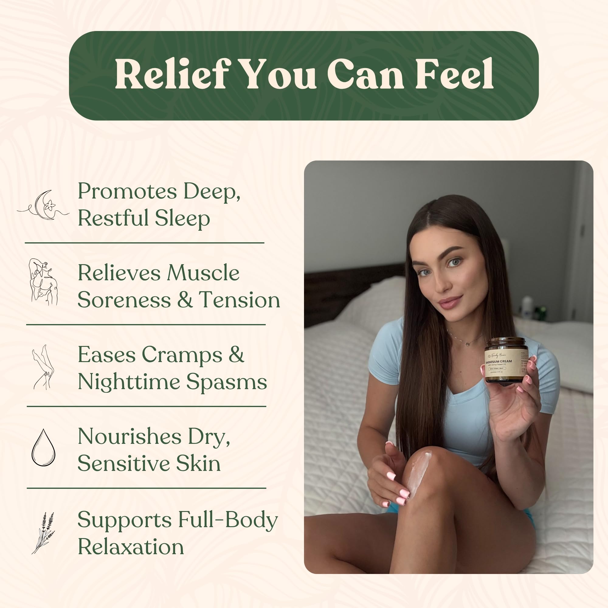 Remedy Mama magnesium cream jar label, highlighting natural, family-friendly skincare.