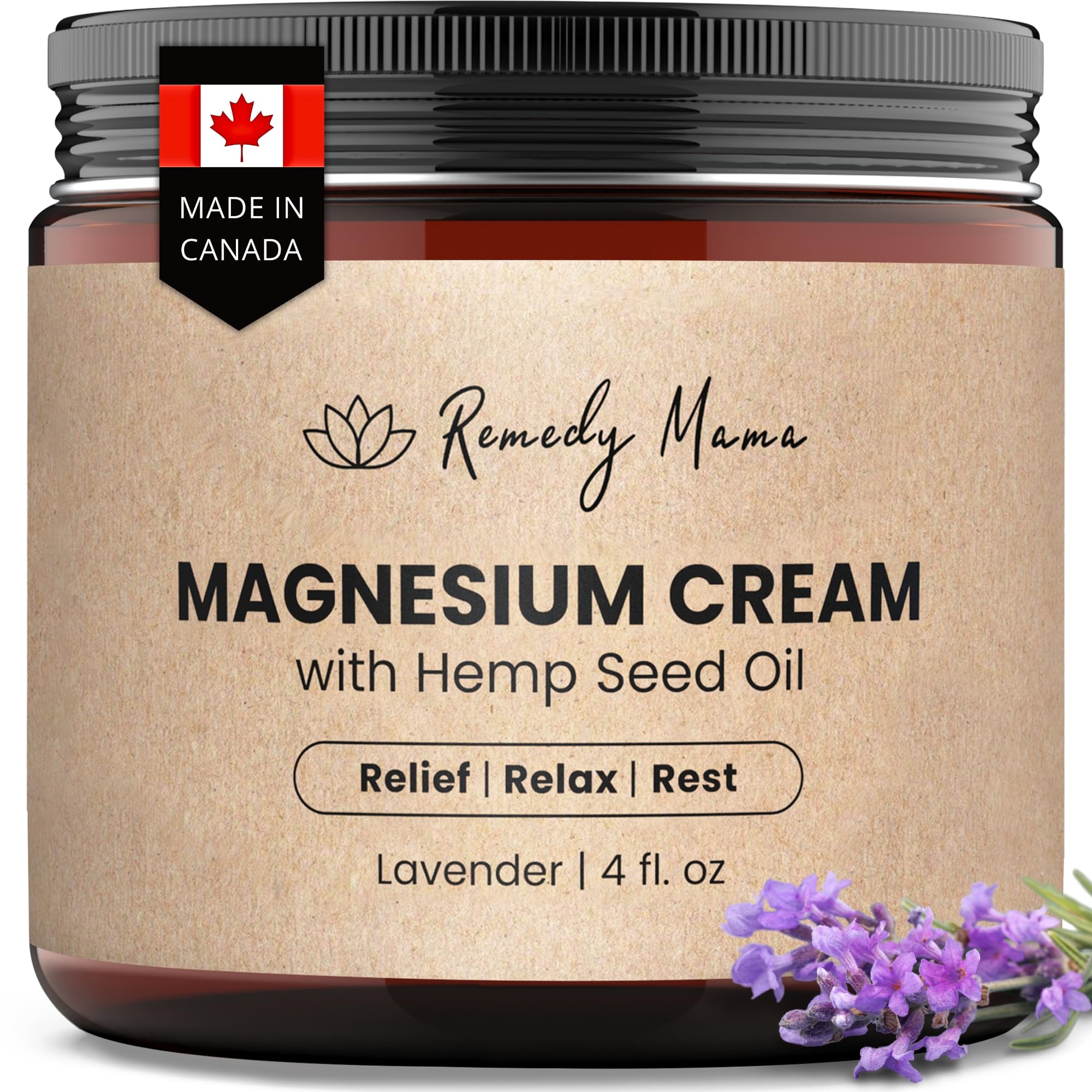 Remedy Mama Magnesium Cream jar view for lavender bedtime routine