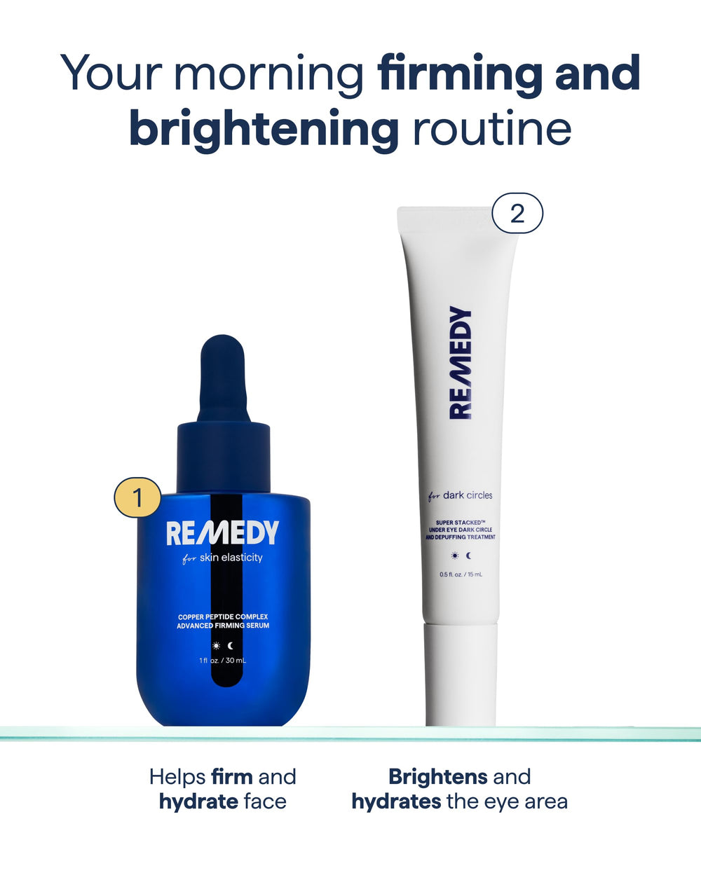 Remedy Science bottle beside moisturizer to show layering in skincare routine