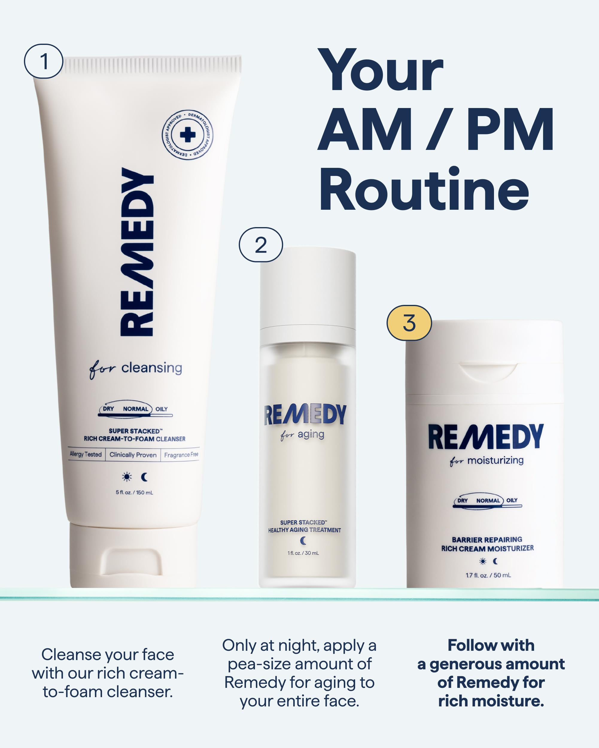 Customer testimonials praising Remedy Science moisturizer's hydrating properties.