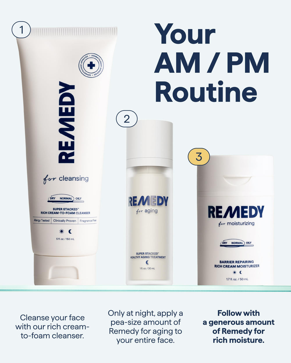 Customer testimonials praising Remedy Science moisturizer's hydrating properties.