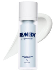Remedy Science pore-size serum bottle shown for targeted pore minimization.