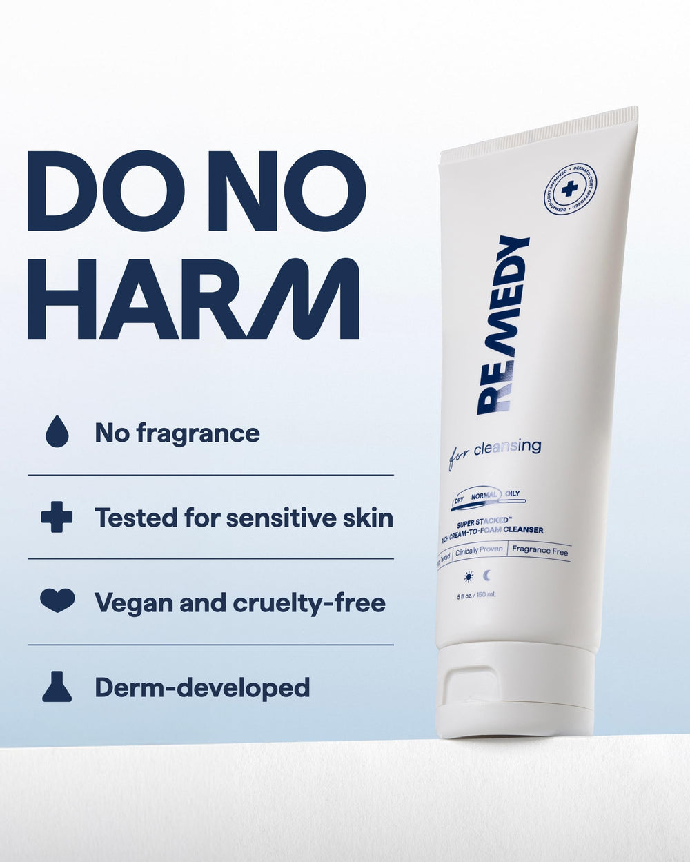 Remedy Science Rich Cream Cleansing foam-lather shot captures cream-to-foam transition for balanced cleanse.
