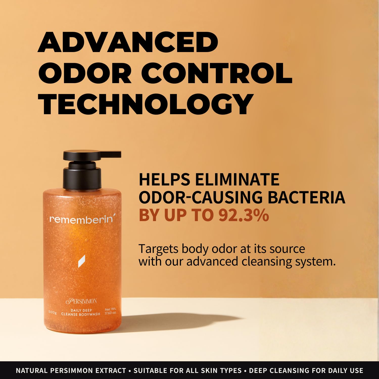 Rememberin Persimmon Body Wash lather close-up for rich cleansing.