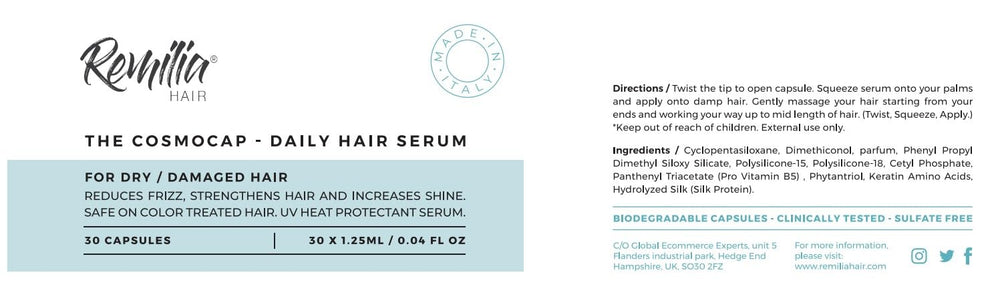 Remilia Hair Pro-Vitamin B5 formula emphasis for stronger-feeling hair
