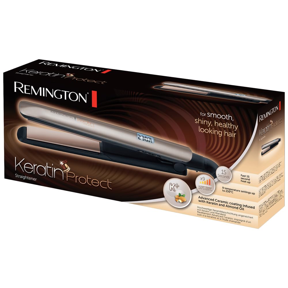 Remington S8540 digital display demonstrating precise temperature control for styling.