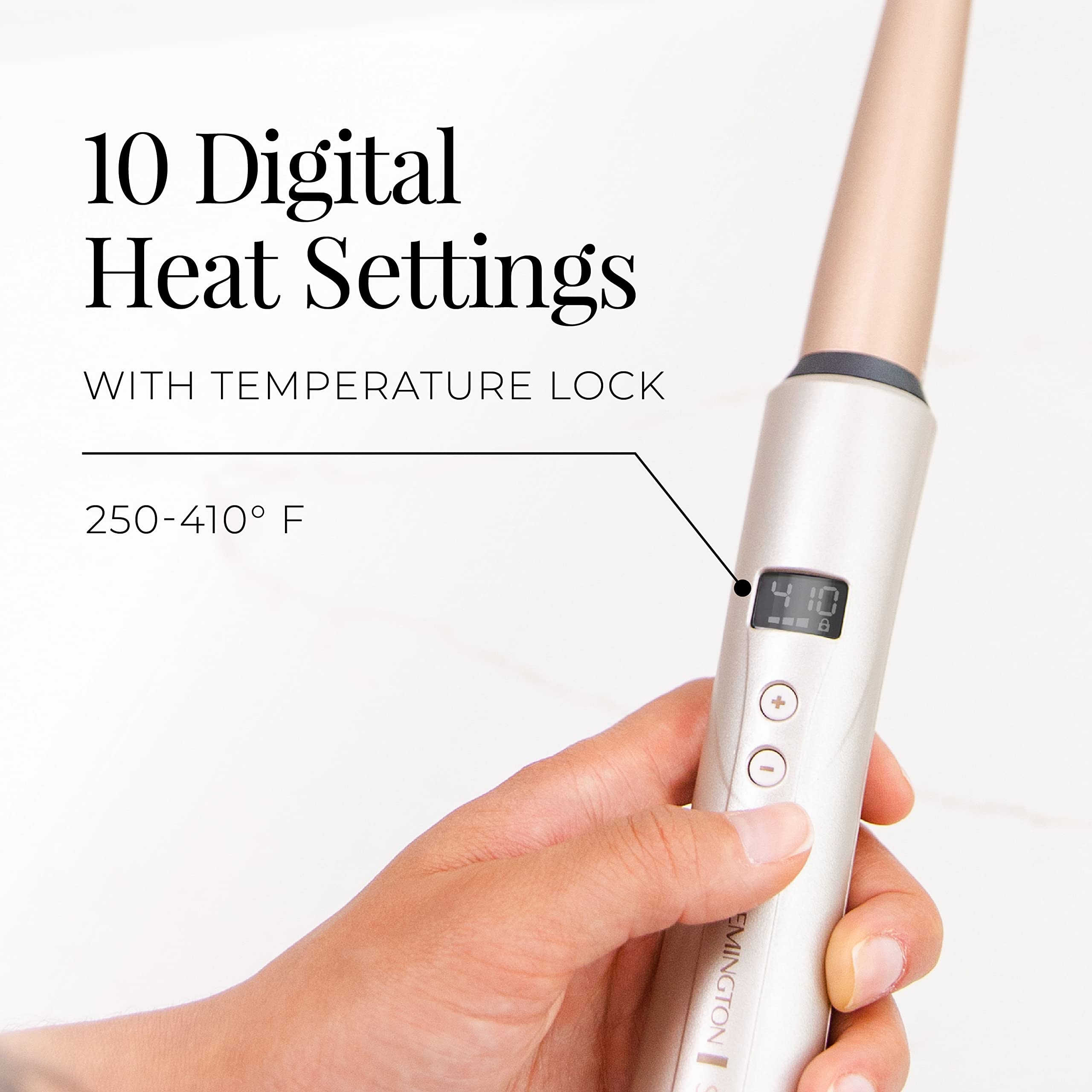 Remington Shine Therapy 10 digital heat settings tailor styling to hair type.