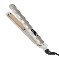 Remington straightener front view showing sleek design and plates benefit