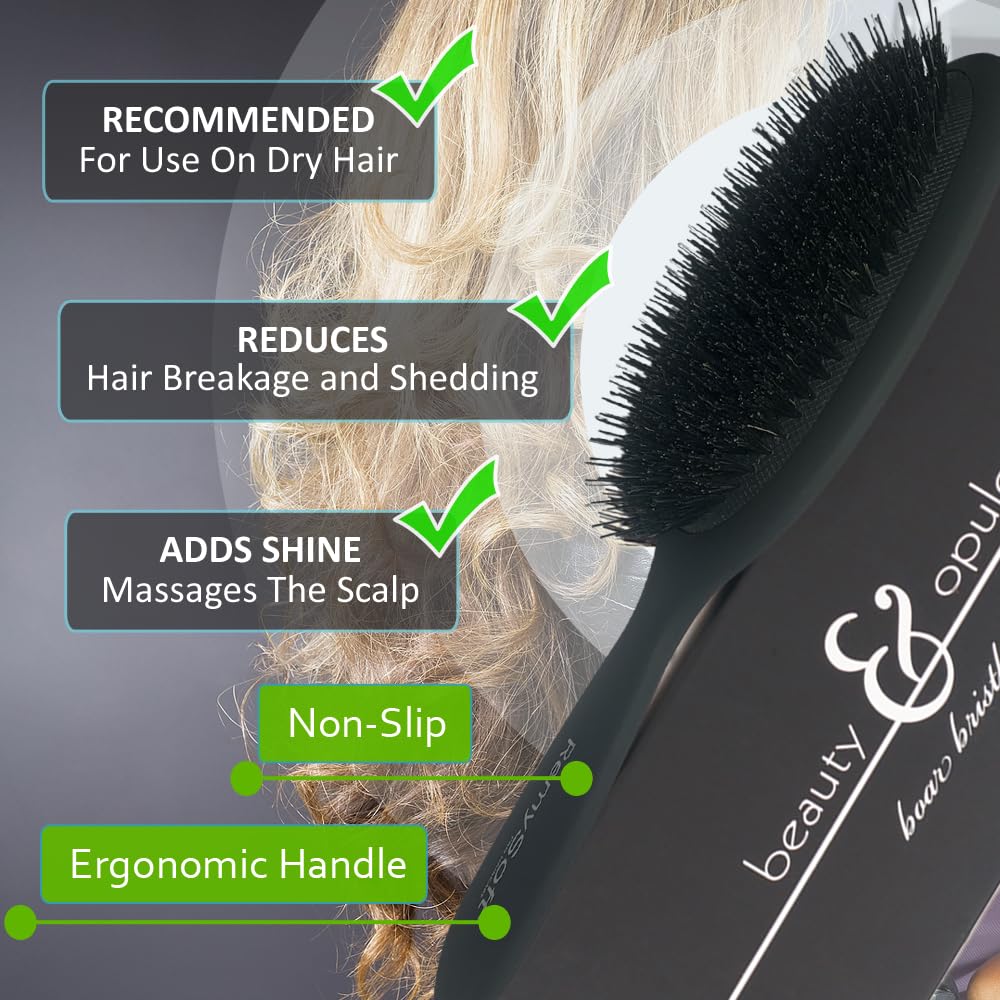 RemySoft Beauty & Opulence brush oval paddle design provides effortless glide through hair.