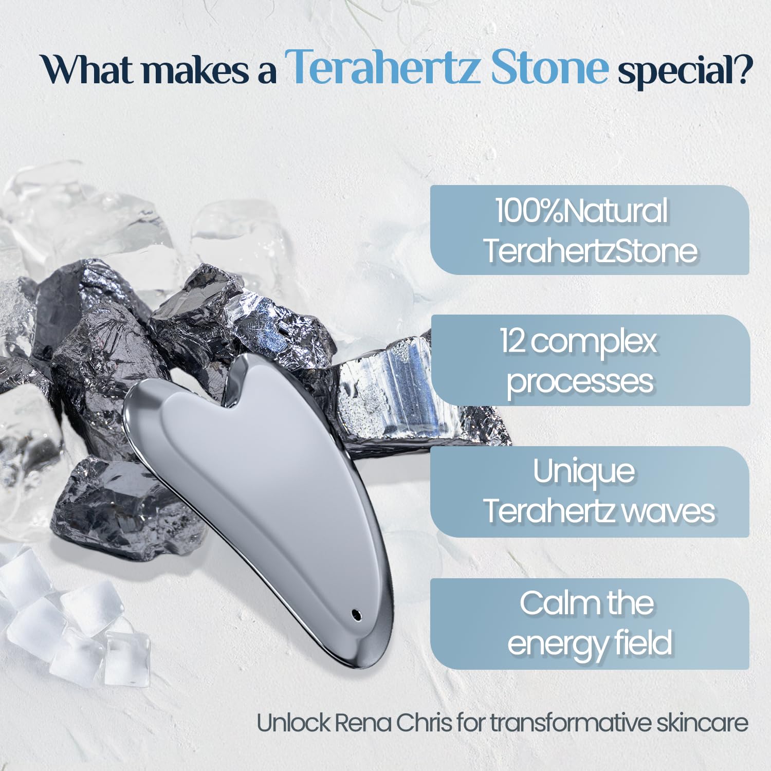 Rena Chris Terahertz Gua Sha tool packaging highlighting gift-ready box