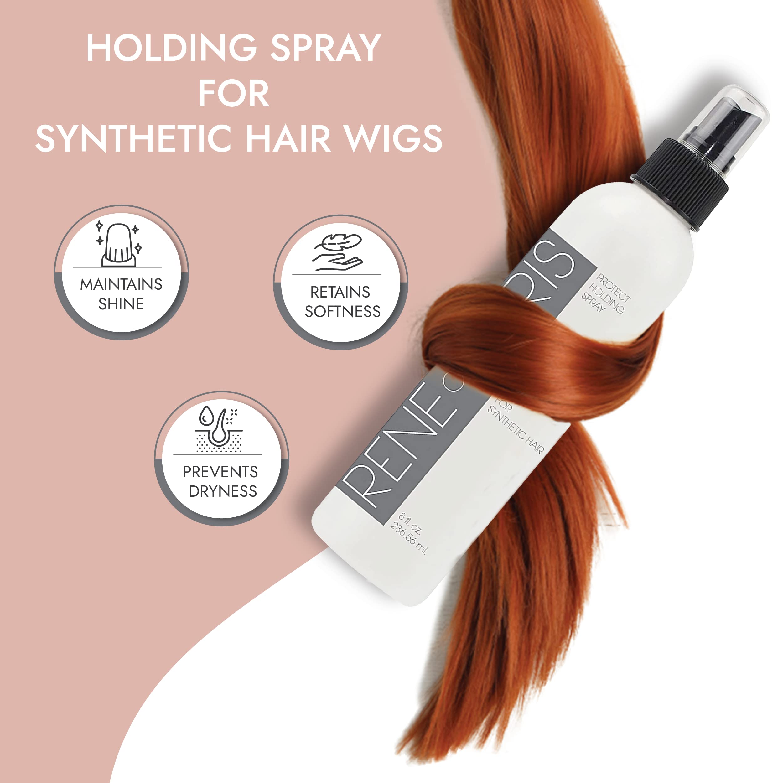 Rene of Paris extra hold spray nozzle provides precise, secure styling for synthetic wigs