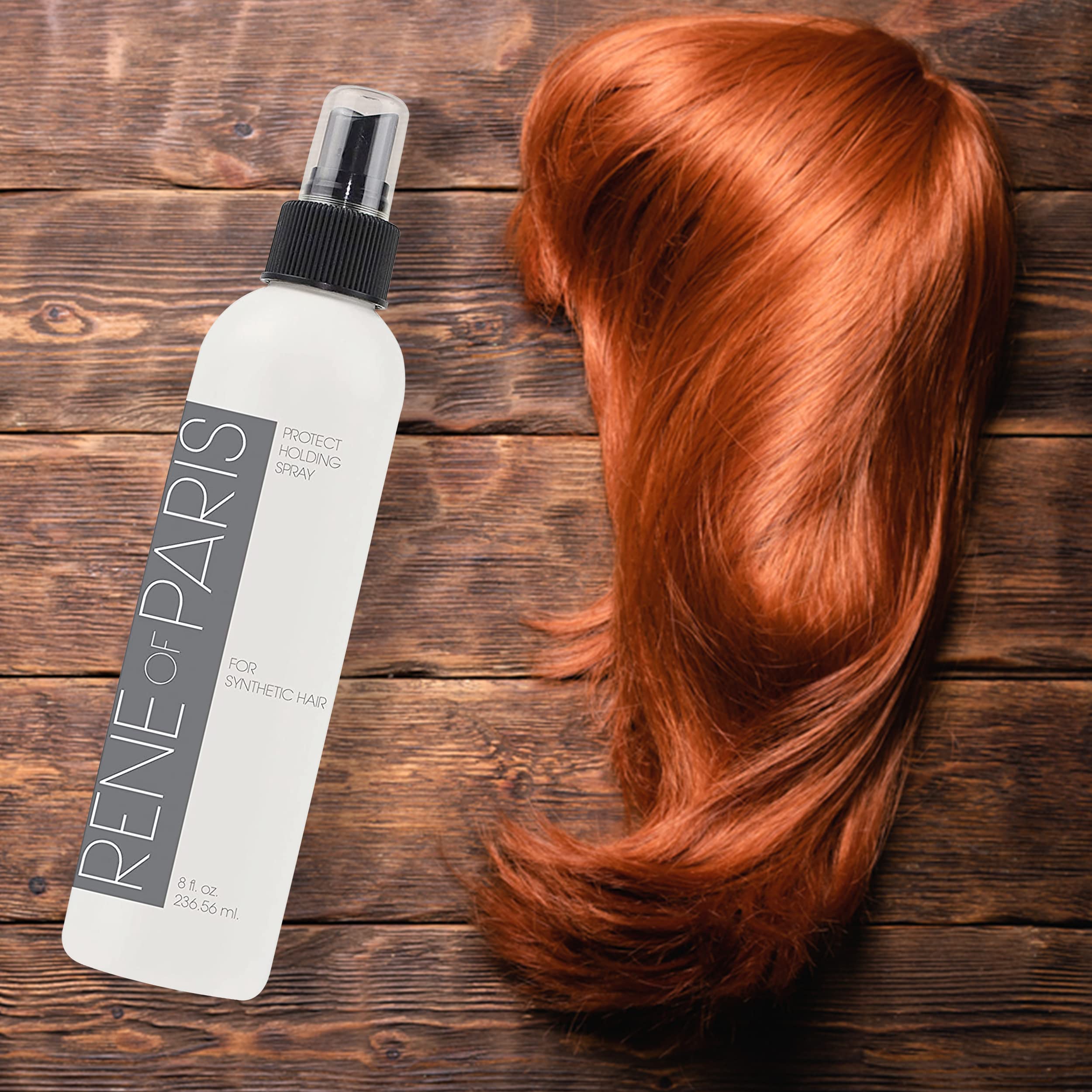 Rene of Paris finish-and-shine wig hairspray enabling quick, confident touch-ups